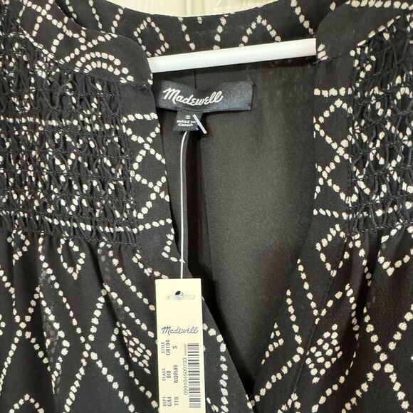 NWT Madewell $158 Smock Dress in Caravan Print Tribal True Black g0104 - size s - Picture 3 of 5